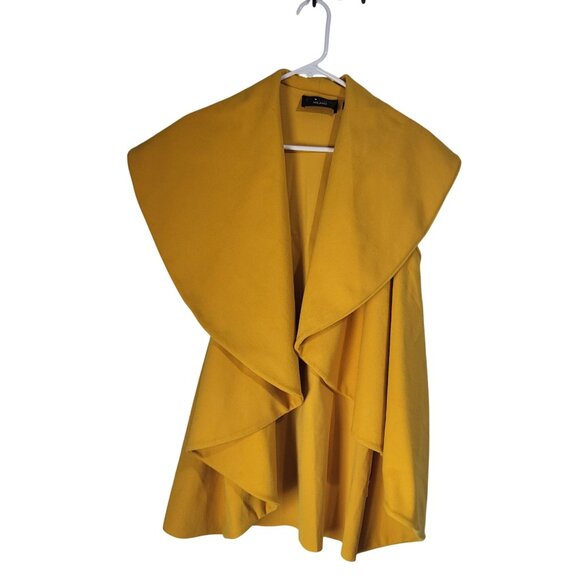 P. LUCA MILANO Women's One Size Sleeveless Velvet Shawl Vest Mustard Yellow - Picture 2 of 10